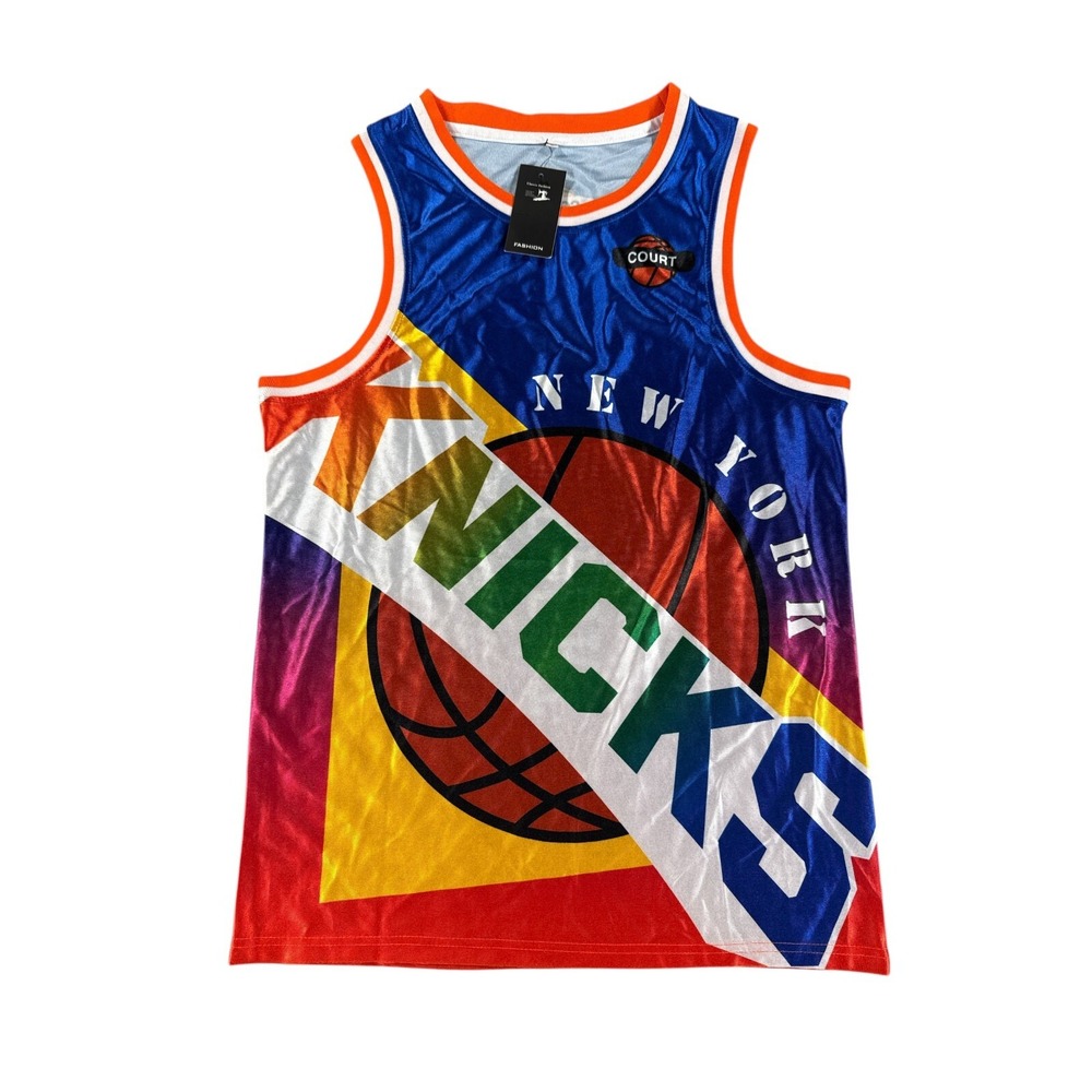 New York Knicks Jersey Court 4 Sport‎ Mens Large Multicolor Pullover Logo AOP